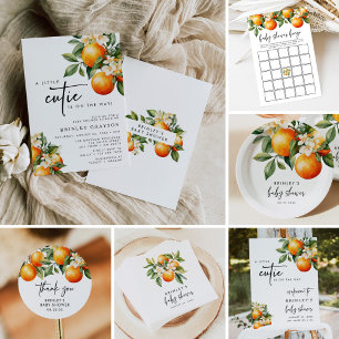 Little Cutie Baby Shower Invitation Citrus Orange 