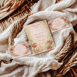 Blush Strawberry Garden Bridal Shower Invitation