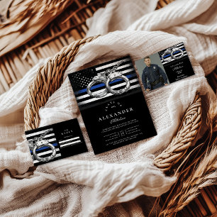Thin Blue Line Police Graduation with Handcuffs Invitation