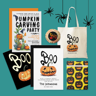 Spooky Black Pumpkins Halloween Pattern On Yellow Wrapping Paper
