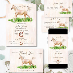 Go baby go horse derby equestrian baby shower thank you card