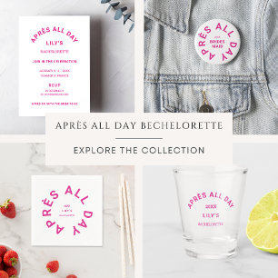 Après All Day Hot Pink Bachelorette Ski Crest Shot Glass