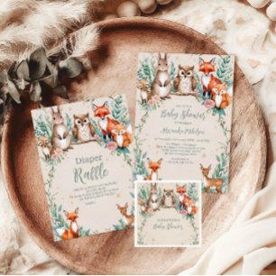 Modern Woodland Animals Forest  Baby Shower Napkin