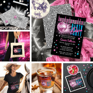 Retro 70's Neon Look Disco Ball Bachelorette Party Napkin