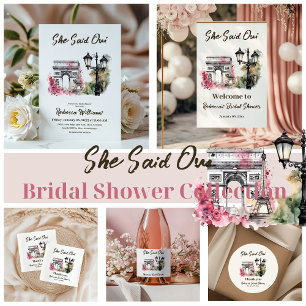 She Said Oui Paris Bridal Shower Parisian Brunch Invitation
