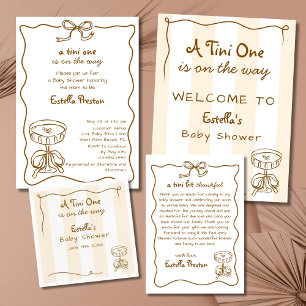 Funky Whimsical Hand Drawn Martini Baby Shower Thank You Card
