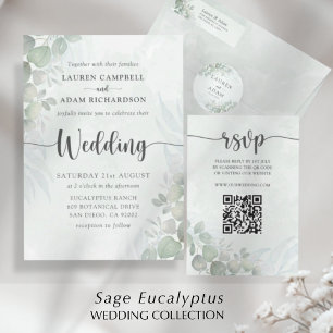 Rustic Greenery Eucalyptus Watercolor Wedding Invitation