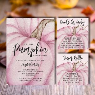 Pink Pumpkin Girl Baby Shower Invitation