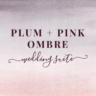 Elegant Plum Pink Ombre Watercolor Modern Wedding Invitation