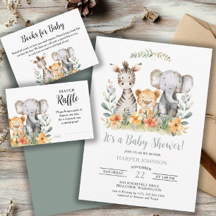 Jungle Safari Baby Animals Baby Shower Napkin