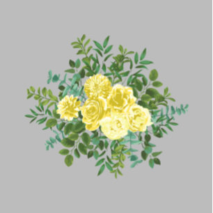 Light Yellow & Grey Peony & Rose Floral Wedding Invitation