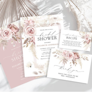 Blush Dusty Rose Floral Bridal Shower Invitation