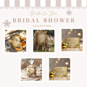 Golden honey bee bridal shower thank you card