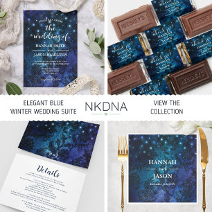 Elegant Navy Blue Enchanted Whimsical Wedding Invitation