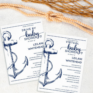 Nautical Anchor Baby Shower Navy Invitation