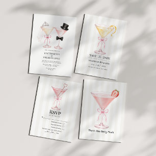 Elegant Martini Cocktail Blush Pink Wedding Save The Date