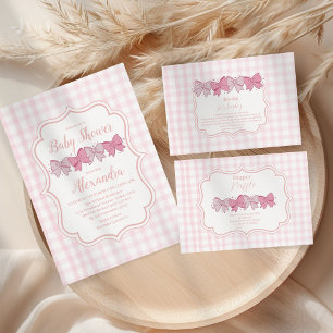 Pink Bow Girl Baby Shower Raffle Diapper Enclosure Card