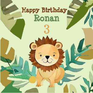Cute Little Jungle Lion Birthday Napkin