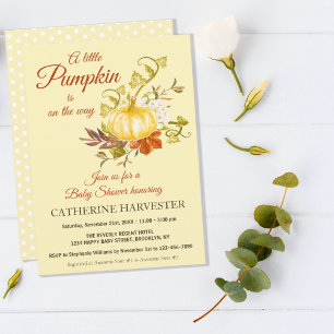 Little Pumpkin Rustic Fall Virtual Baby Shower Invitation