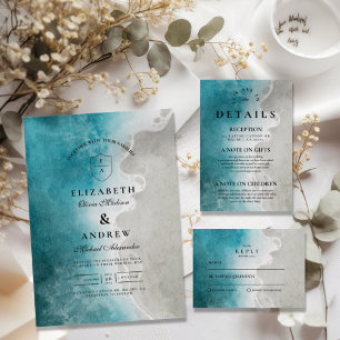 Modern Elegant Tropical Beach Wedding RSVP Card