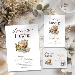 Boho Love is Brewing Floral Bridal Shower Brunch Invitation