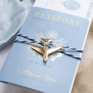 Passport Destination Wedding Invitation Santorini