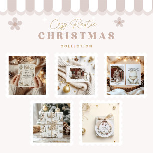 Cozy Blue Rustic Christmas Reindeer Wrapping Paper