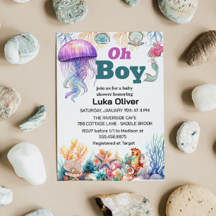 under the sea jellyfish baby shower enclosure card