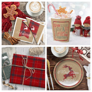 Warm Wishes Photo Kraft & Tartan Red ID589 Card