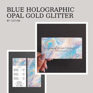 Blue Holographic Opal Gold Glitter Makeup, Beauty Classic Round Sticker
