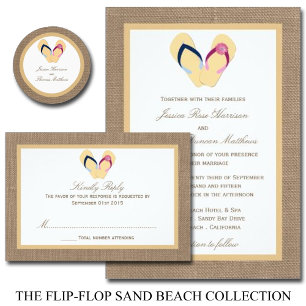 The Flip-Flop Sand Beach Burlap Wedding Collection Invitation