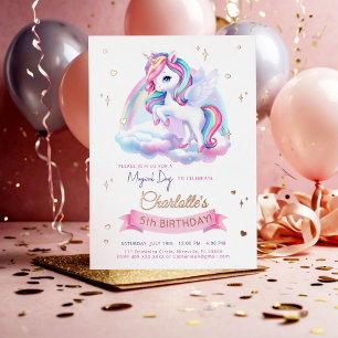 Invitation birthday party with unicorn.