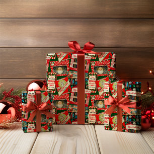 Retro Vintage Christmas: Here Comes Santa Claus Wrapping Paper Sheet