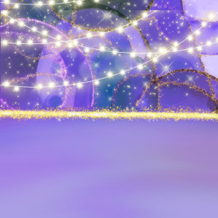 Purple Gold Lights Ethereal Ink Wedding Shower Invitation