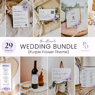Purple Wedding Guest Book Sign Template