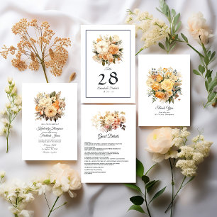 Champagne Coloured Floral Wedding Invitation