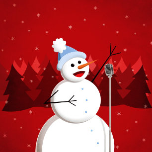 Happy Singing Snowman Christmas Holiday Postcard
