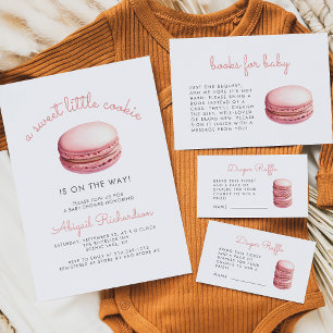 Pink Macaron Baby Shower Books Enclosure Card