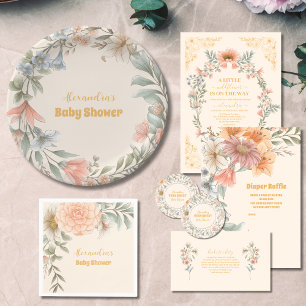 A Little Wildflower Girl Baby Shower Paper Plate
