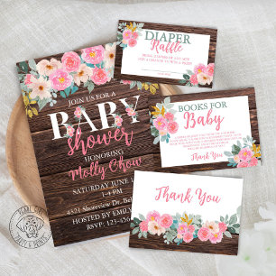 Rustic Floral Diaper Raffle Enclosure Card