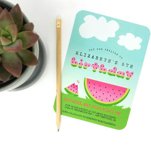 Sweet Red Watermelon Kids Summertime Birthday Invitation