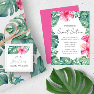 Sweet 16 Invitations Tropical Aloha Theme