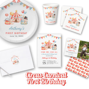 Modern Cute Circus Carnival Fiesta First Birthday Napkin