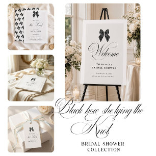 Chic 'She's Tying the Knot Black Bow Bridal Shower Square Sticker