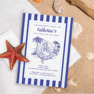 Coastal Cowboy Mermaid Green Bachelorette Party Invitation