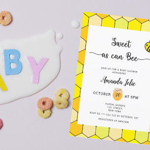 Sweet as can bee baby shower invitation
