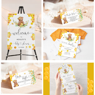 Honey bear favours baby shower poster