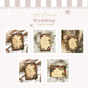 Woodland Floral Art Nouveau Wedding Thank You Card