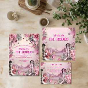 Rustic Cowboy Rodeo 1st Birthday Design Invitation