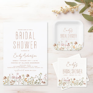 Terracotta Wildflower Boho Bridal Shower In Bloom Paper Plate